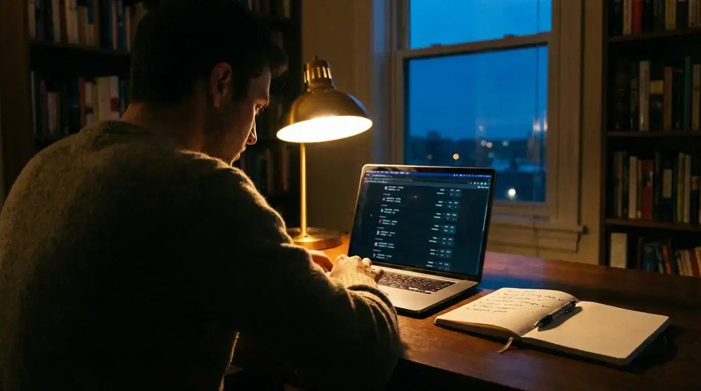 Desk with a notebook showing a pre-bet checklist next to a laptop displaying MLB game lines in the evening